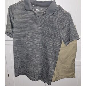 Under Armour Boys Golf Set outfit Gray Polo Shirt Tan Shorts Youth Medium 12
